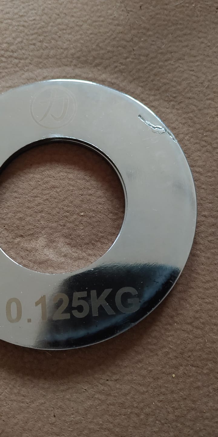 Customer photo review of Fractional Steel Plate Set incl. Storage Bag – Two of each: 0.5kg/0.25kg/0.125kg