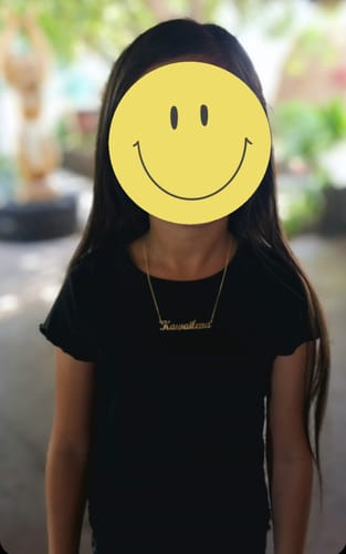 Customer photo review of Inoa Personalized Cutout Necklace