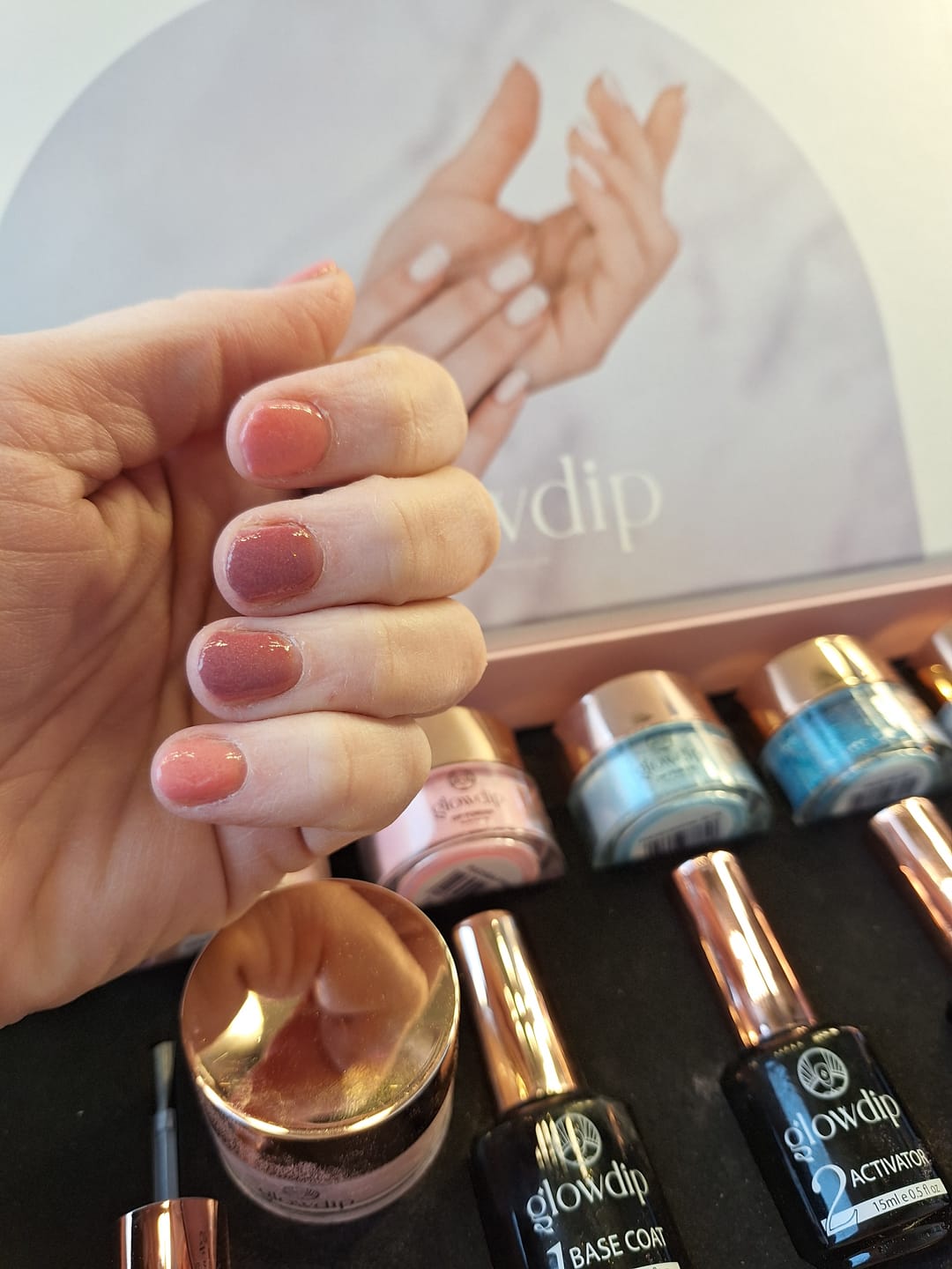 Customer photo review of Ruby Red Dipping Powder
