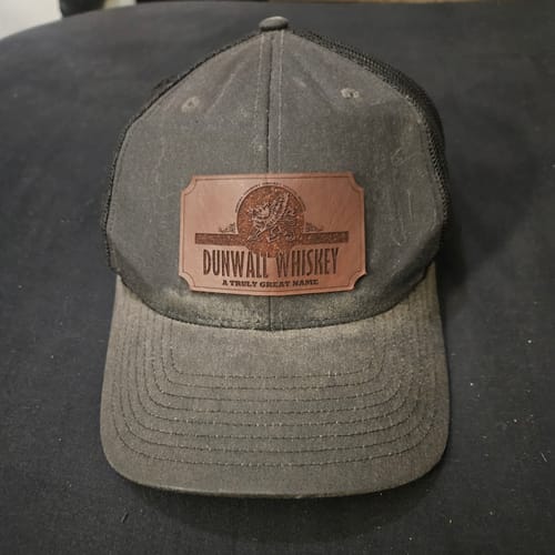 Customer photo review of Custom Leather Patch Trucker Hat - Richardson 112
