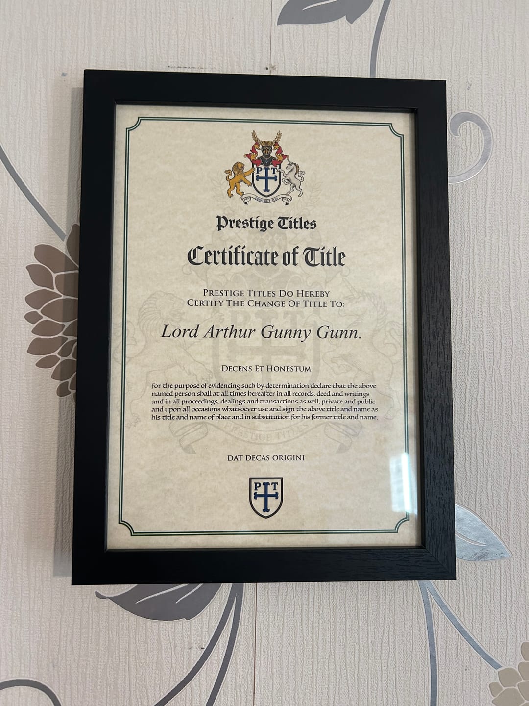 Customer photo review of Lord Title Pack