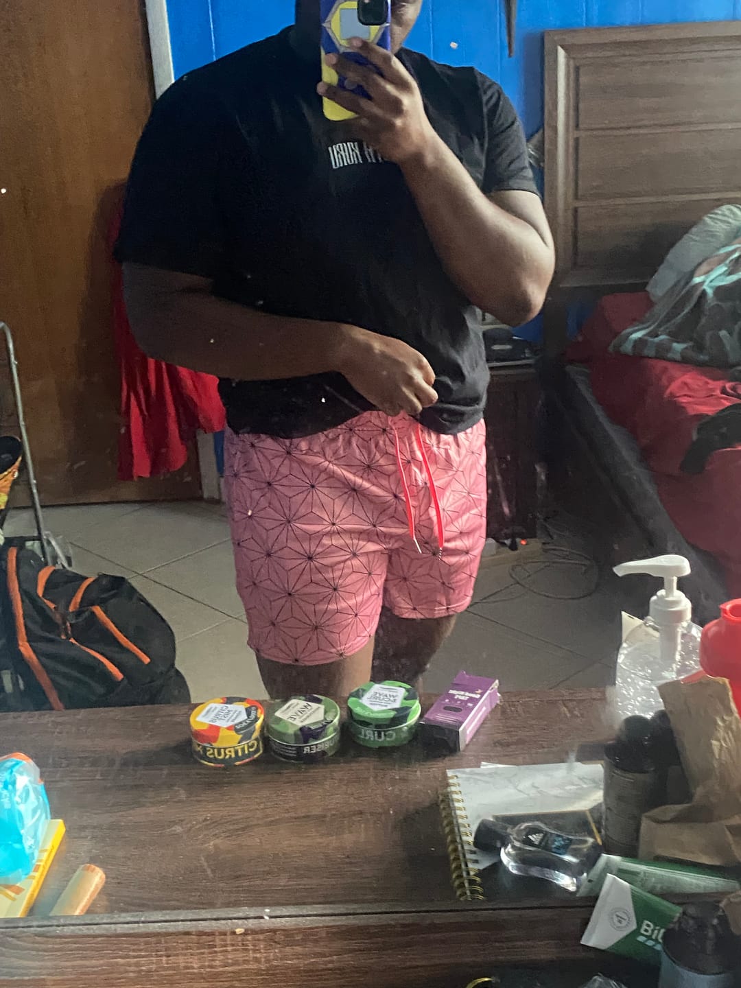 Customer photo review of Chosen Demon Pattern Mesh Shorts