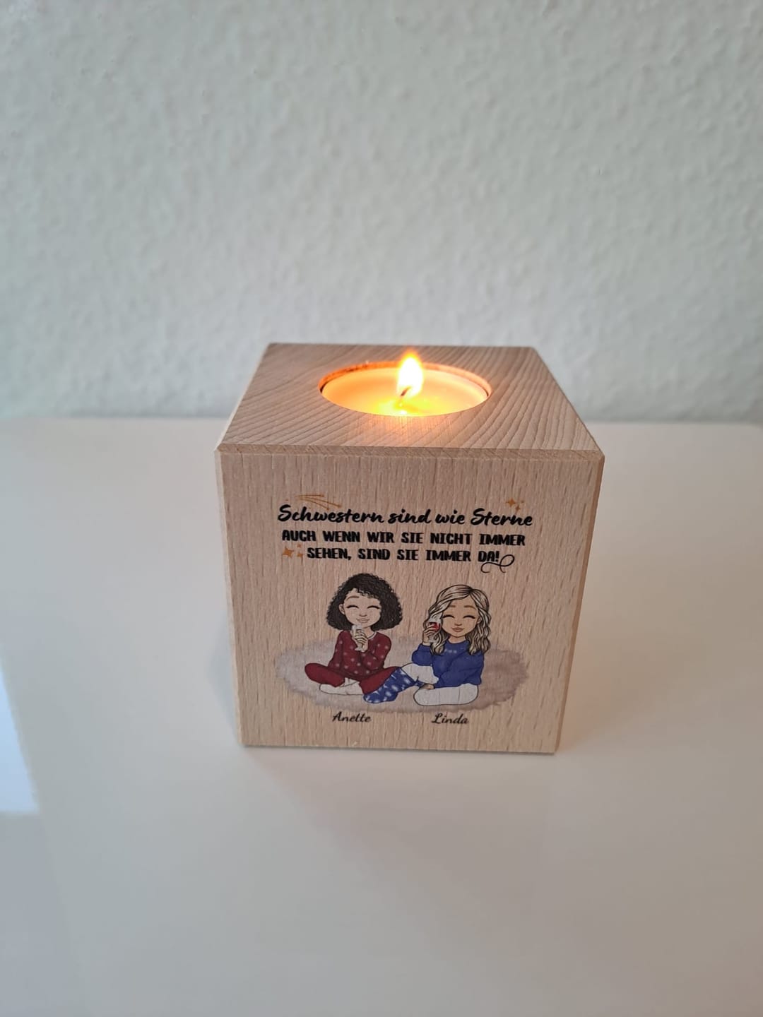 Customer photo review of Herzensmenschen - Personalisierter Kerzenwürfel