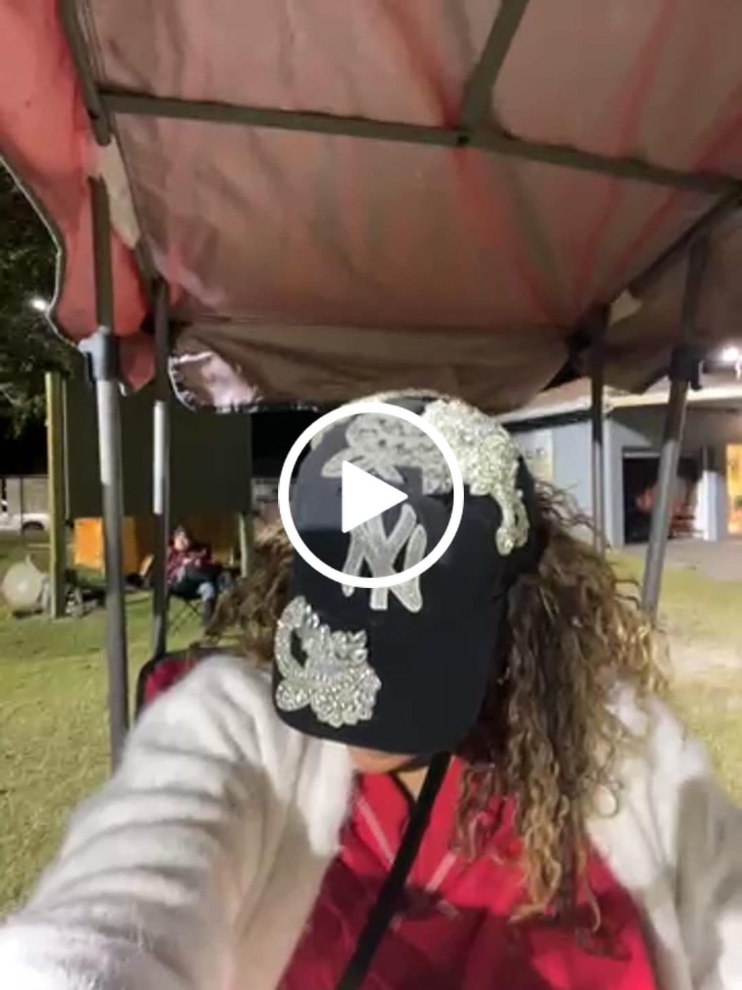 Customer video review of Custom Beaded Silver Crystal Applique Big New York Hat