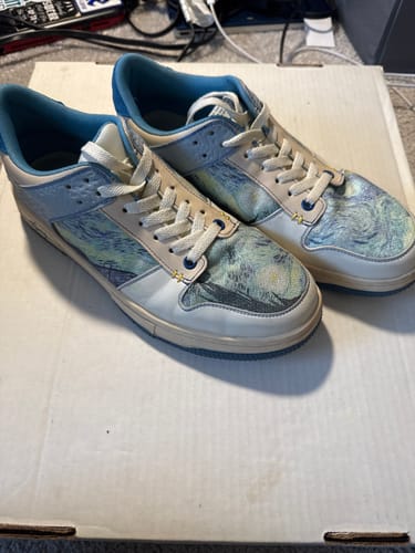 Customer photo review of Van Gogh Starry Night inspired sneakers