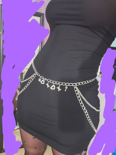 Customer photo review of DIVA Custom Bling Words Layers Belly Chain