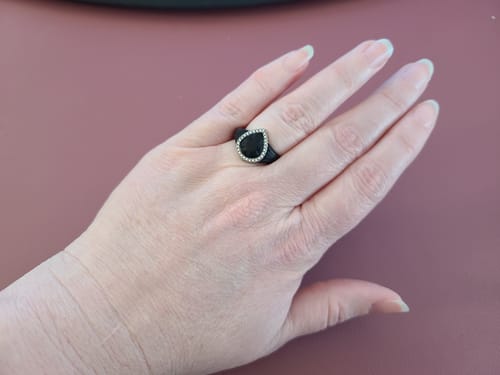 Customer photo review of New! Pear Silicone Ring with Metal Frame and Stones