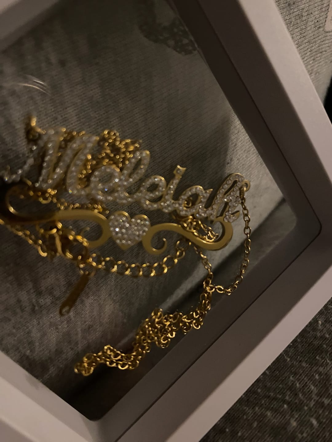 Customer photo review of Kids Iced Heart Name Necklace