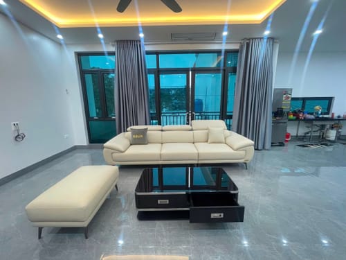 Customer photo review of Bàn trà hình chữ nhật, mặt đá Ceramic, phủ veneer Sồi - DELICATO