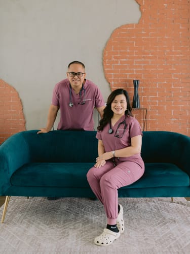 Customer photo review of Straight Cut MoveTech® Scrub Pants - Men / Mauve