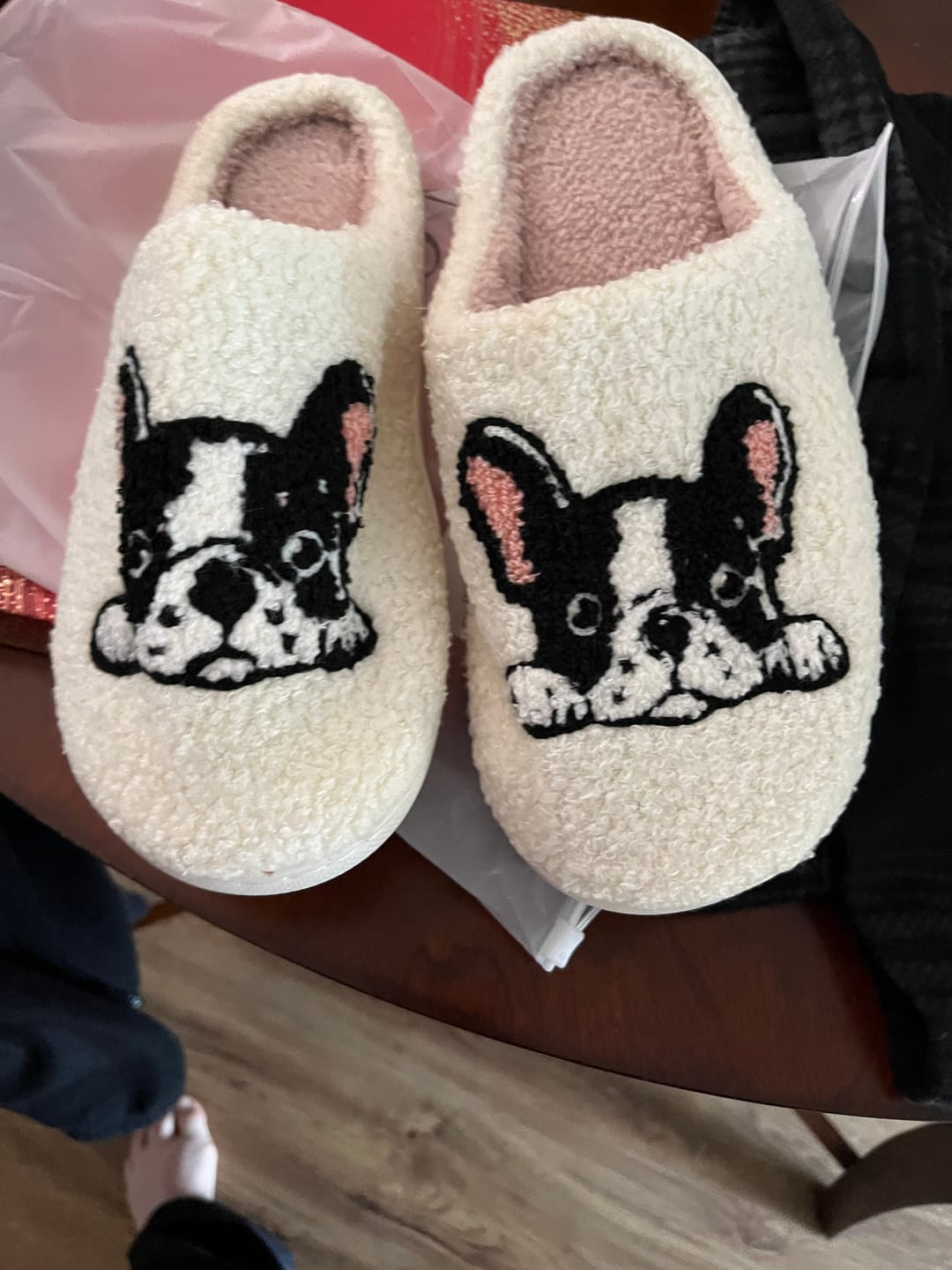 Customer photo review of Boston Terrier Slippers
