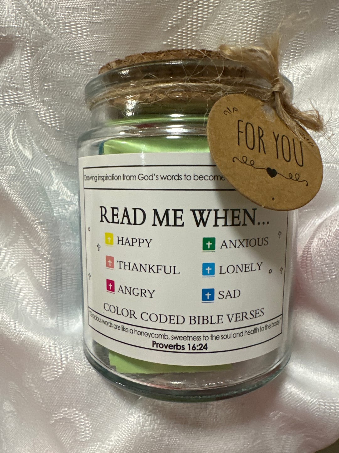 Customer photo review of (GIFTING OFFER) Handmade 90 Day Bible Verses Jar (Comes With Christian Gift Box)
