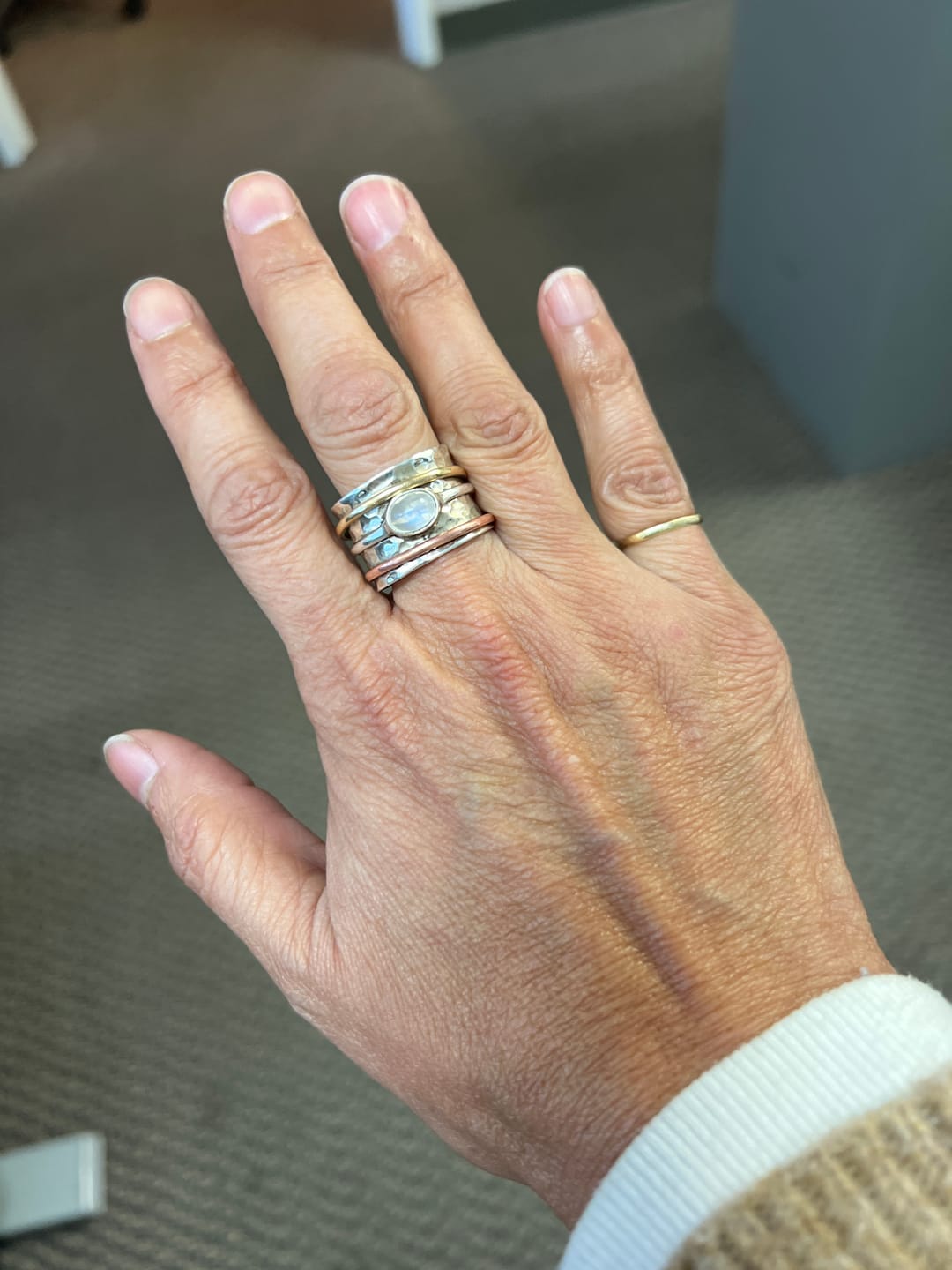Customer photo review of Chunky Spinner Ring with Moonstone Sterling Silver