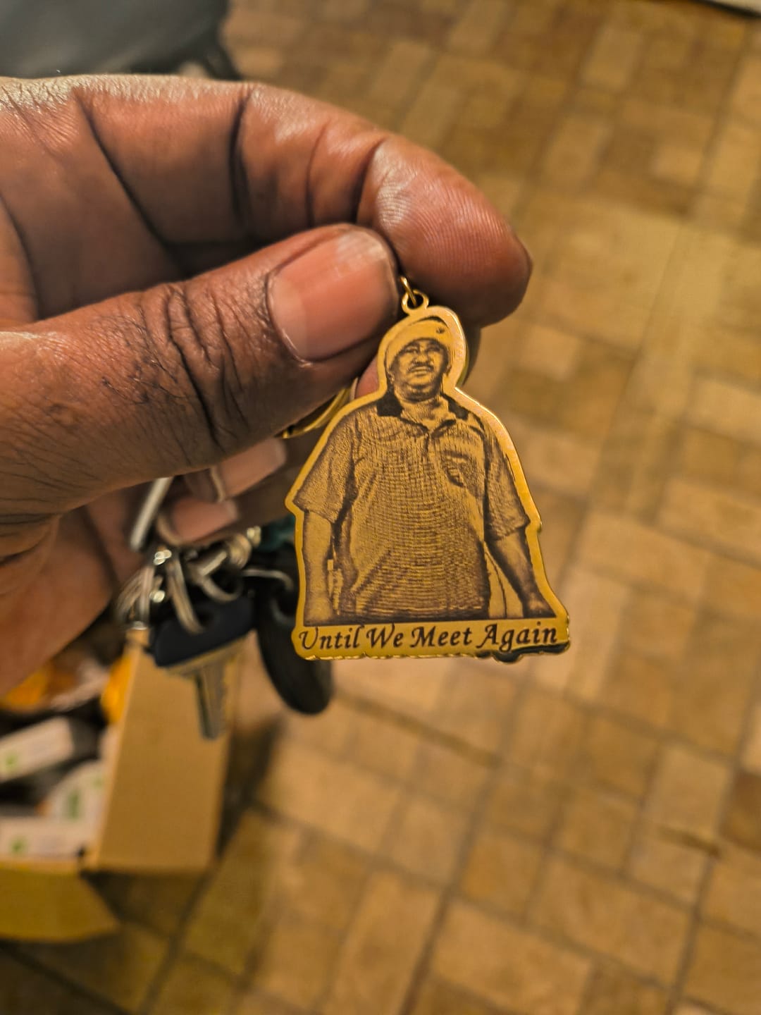 Customer photo review of Custom Photo Engraved Keychain