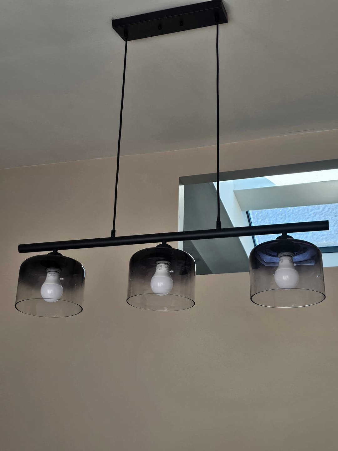 Customer photo review of Contemporary 3-Light Gradual Smoked Glass Island Chandelier