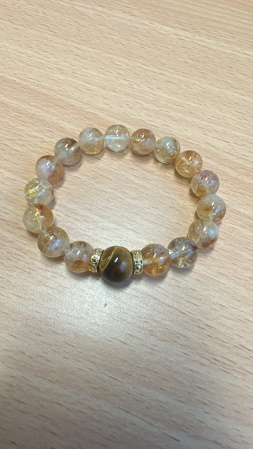 Customer photo review of Olivenorma Natural Citrine Tiger Eye Gemstone Beaded Bracelet