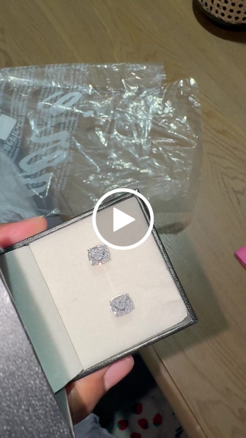 Customer video review of S925 2.0Ct*2 Classic Cushion Cut Women's Stud Earrings In Sterling Silver For Everyday Wear