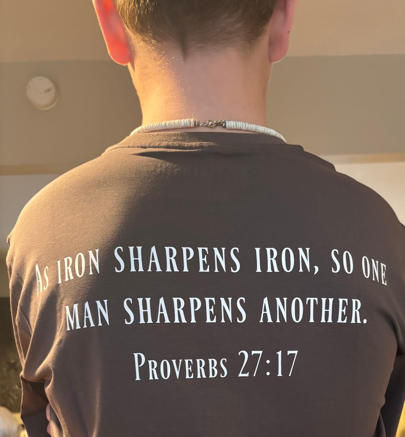 Customer photo review of Proverbs 27:17 Performance Tee