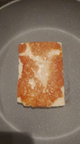 Customer photo review of Ready-to-Fry Greek Saganaki – Crispy Cheese Slices, 6 × 100g (600g)