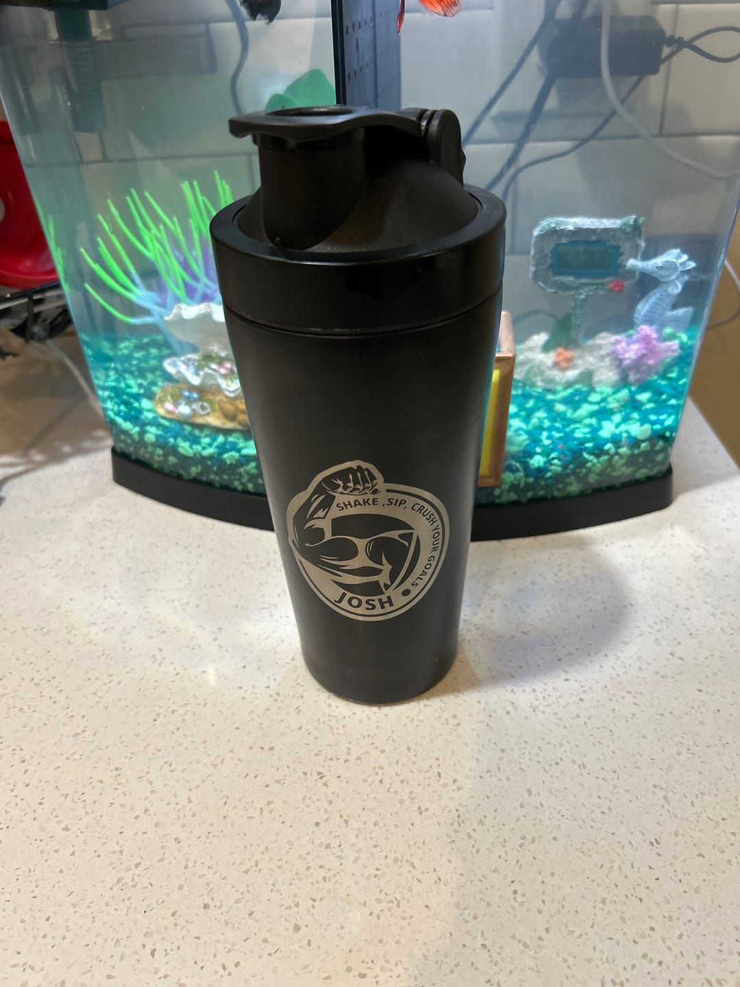 Customer photo review of Engraved 600ml Insulated Metal Protein Shaker