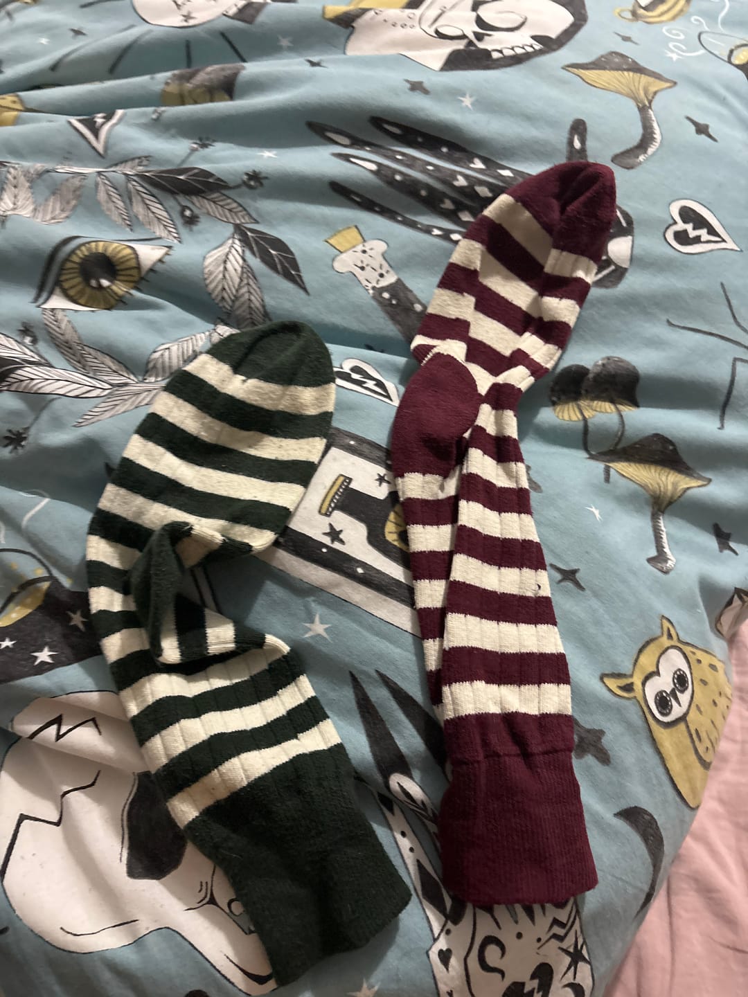 Customer photo review of Retro Striped Cotton Socks - Black/Blue