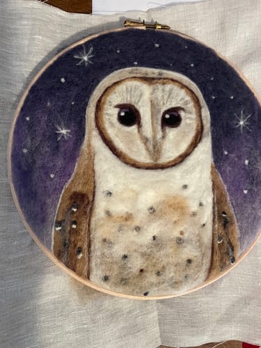 Customer photo review of Dani Ives' Barn Owl Needle Felting Kit