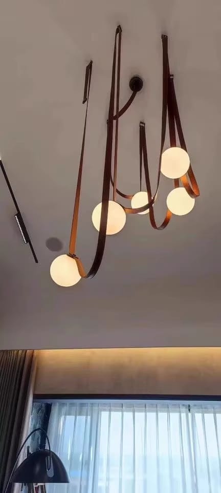 Customer photo review of WOMO Globe Leather Pendant Light-WM2311