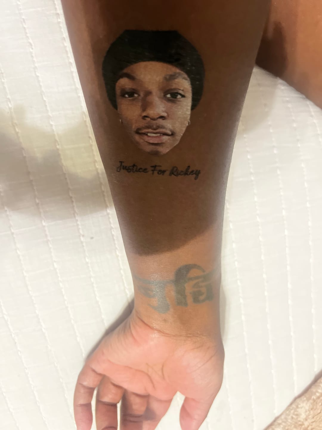 Customer photo review of Face Cut-Out Photo with Text Temporary Tattoo