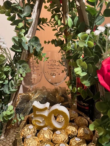Kundenbewertung mit Foto zu Leonardo Weingläser zur Goldenen Hochzeit mit Namen & Datum im Set