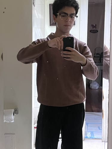Customer photo review of RT No. 6206 KNITTED COLLAR QUARTER BUTTON-UP SWEATER