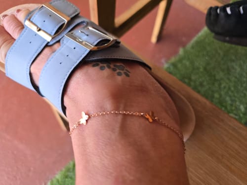 Customer photo review of Charming Four Butterflies Single Chain Casual Rose Gold Layered Anklet