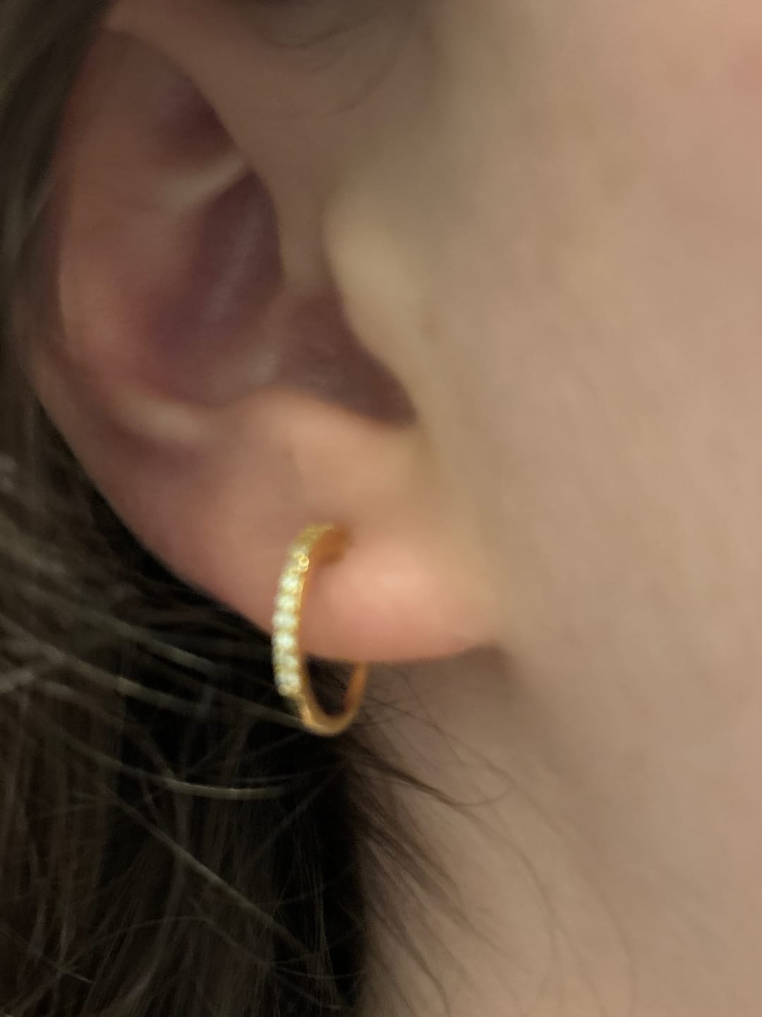 Customer photo review of Medium Pavé Hoop Clip On Earrings in Gold