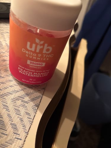 Customer photo review of urb Delta 9 THC Gummies - 350mg Peach Mango Watermelon