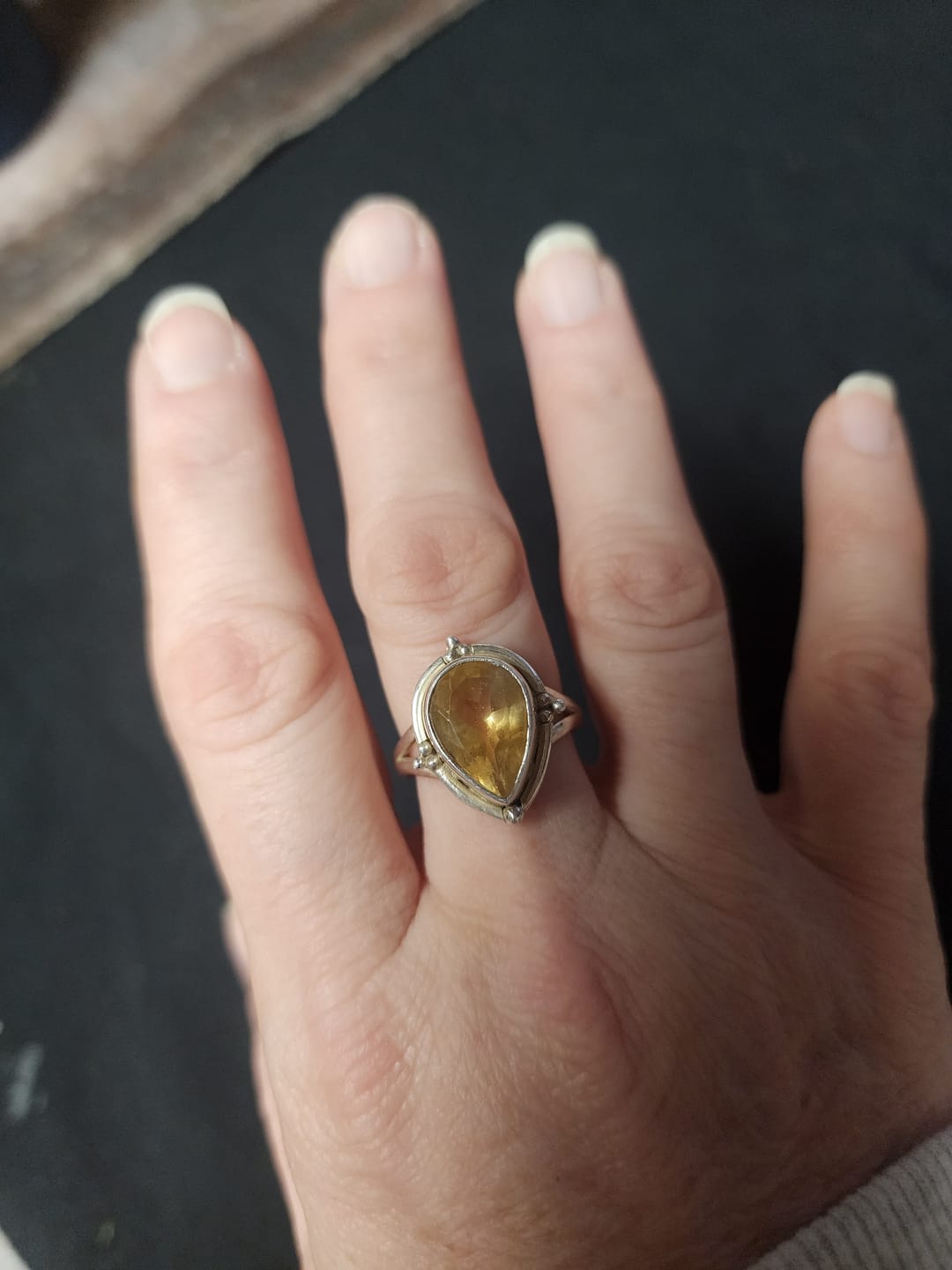 Customer photo review of Citrine Teardrop Ring Sterling Silver