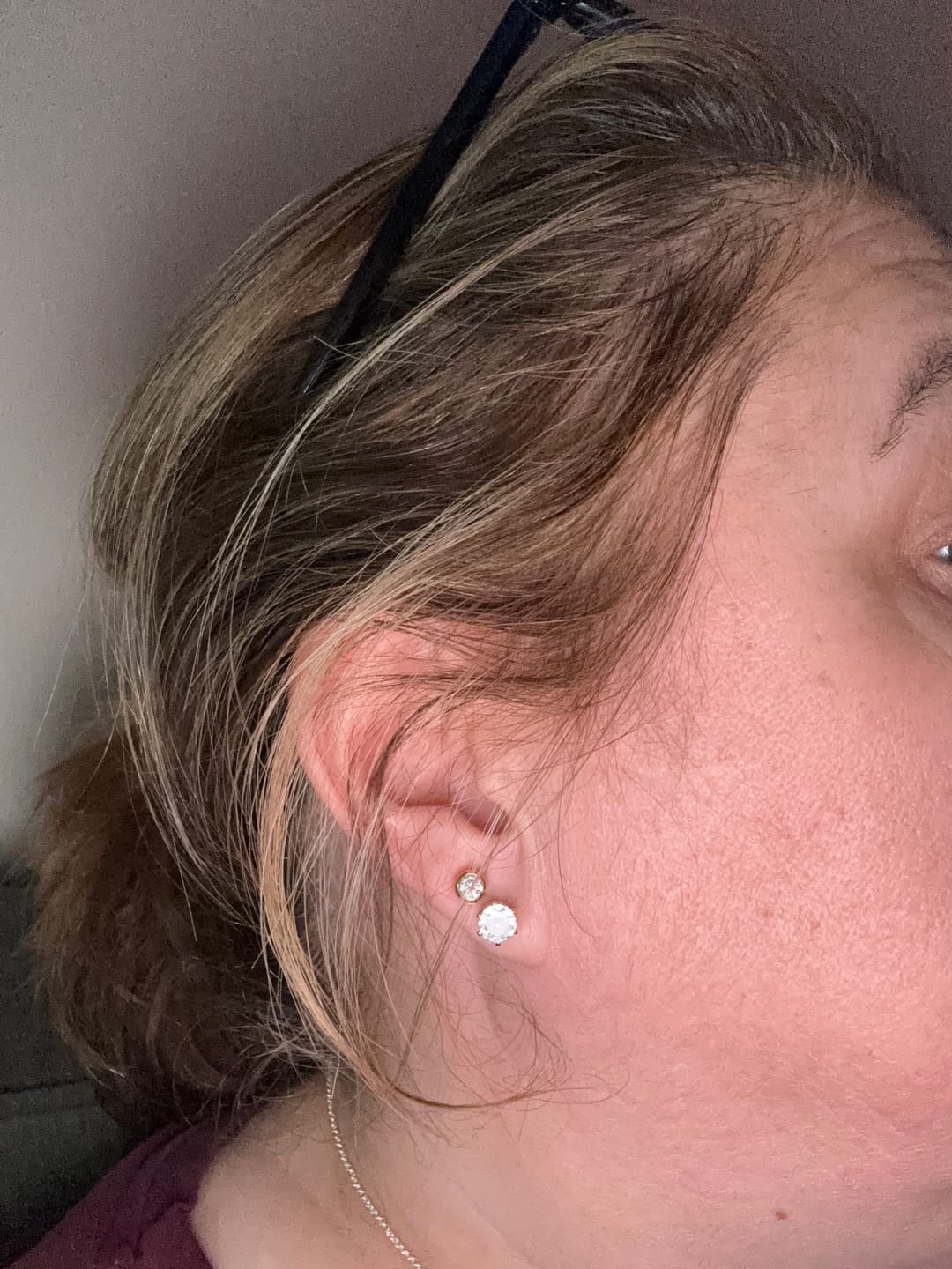 Customer photo review of Moissanite Solitaire Small Sleep Earrings
