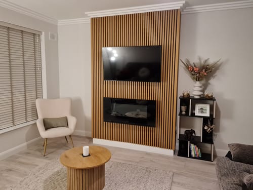 Customer photo review of Wooden Wall Panel | Rustic Oak | Premium 3-sided Wood Veneer