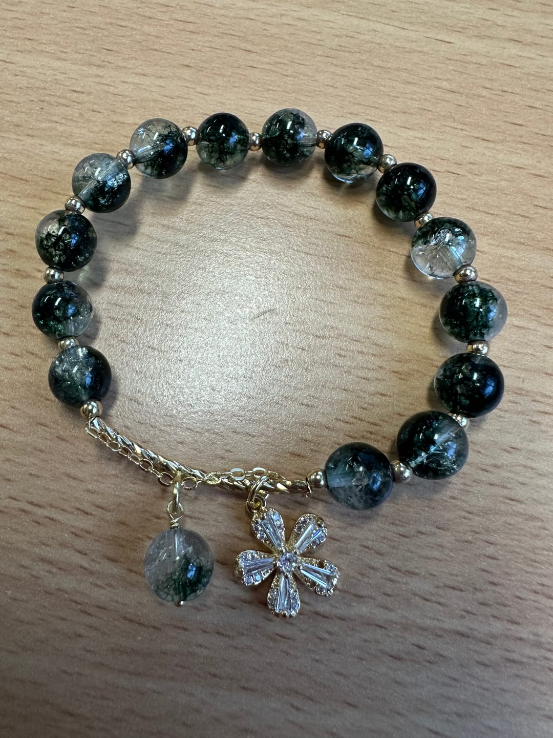 Customer photo review of Olivenorma Green Phantom Quartz Beads Cherry Blossom Pendant Bracelet