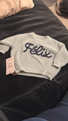 Customer photo review of Hand Knitted Personalized Sweater