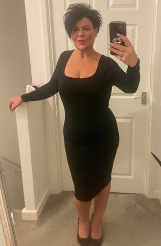 Customer photo review of Long Sleeve Midi Shapewear Dress