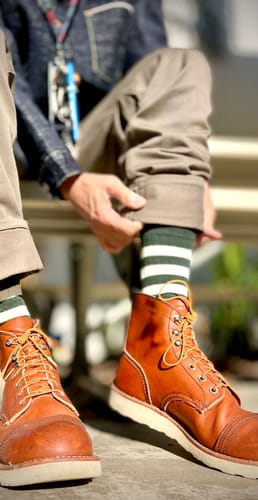 Customer photo review of Retro Striped Cotton Socks - Black/White