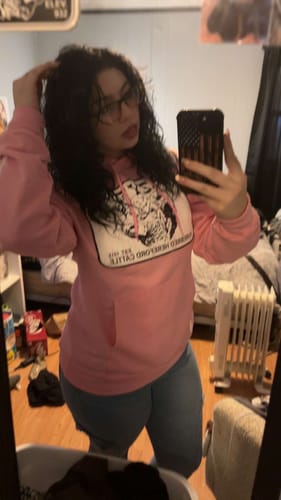 Customer photo review of Lazy J Ranch Willow Cattle Headquarters Pullover Hoodie - Pink