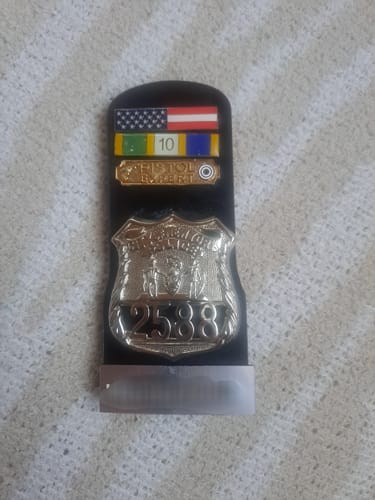 Customer photo review of Genuine Leather Holder For NYPD Police Officer Badge/ Citation Bar/ Name Bar Tag (Multi-size)