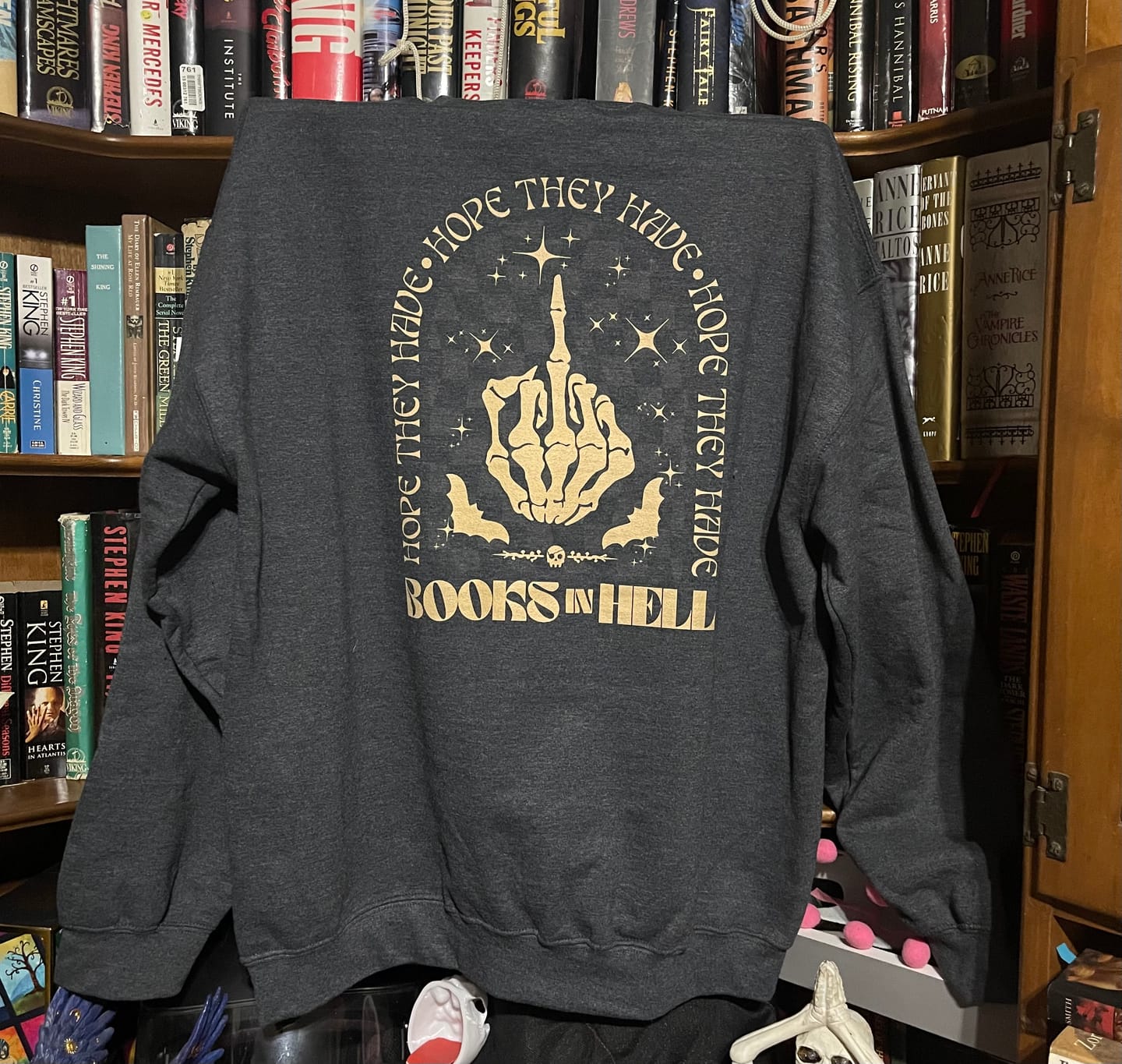Customer photo review of hope they have books in hell sweatshirt