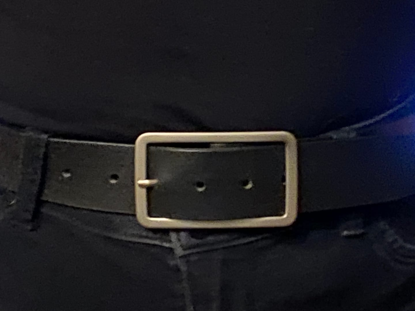 Customer photo review of Lucille - Black Leather Dress Belt with Rectangle Buckle - Made in Canada