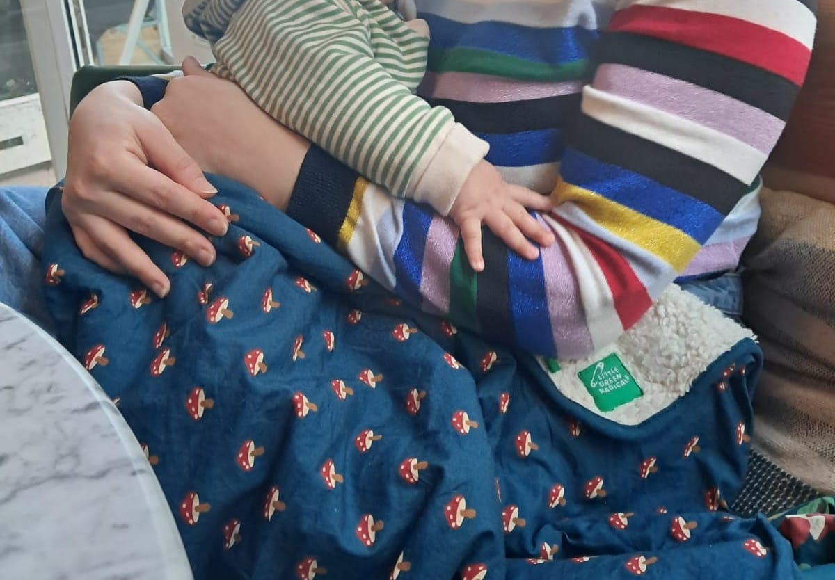 Customer photo review of Little Toadstools Sherpa Baby Blanket