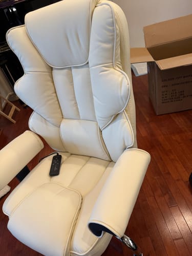 Customer photo review of Homrest 6-Point Massage Heat Ergonomic Reclining Office Chair with Footrest Beige
