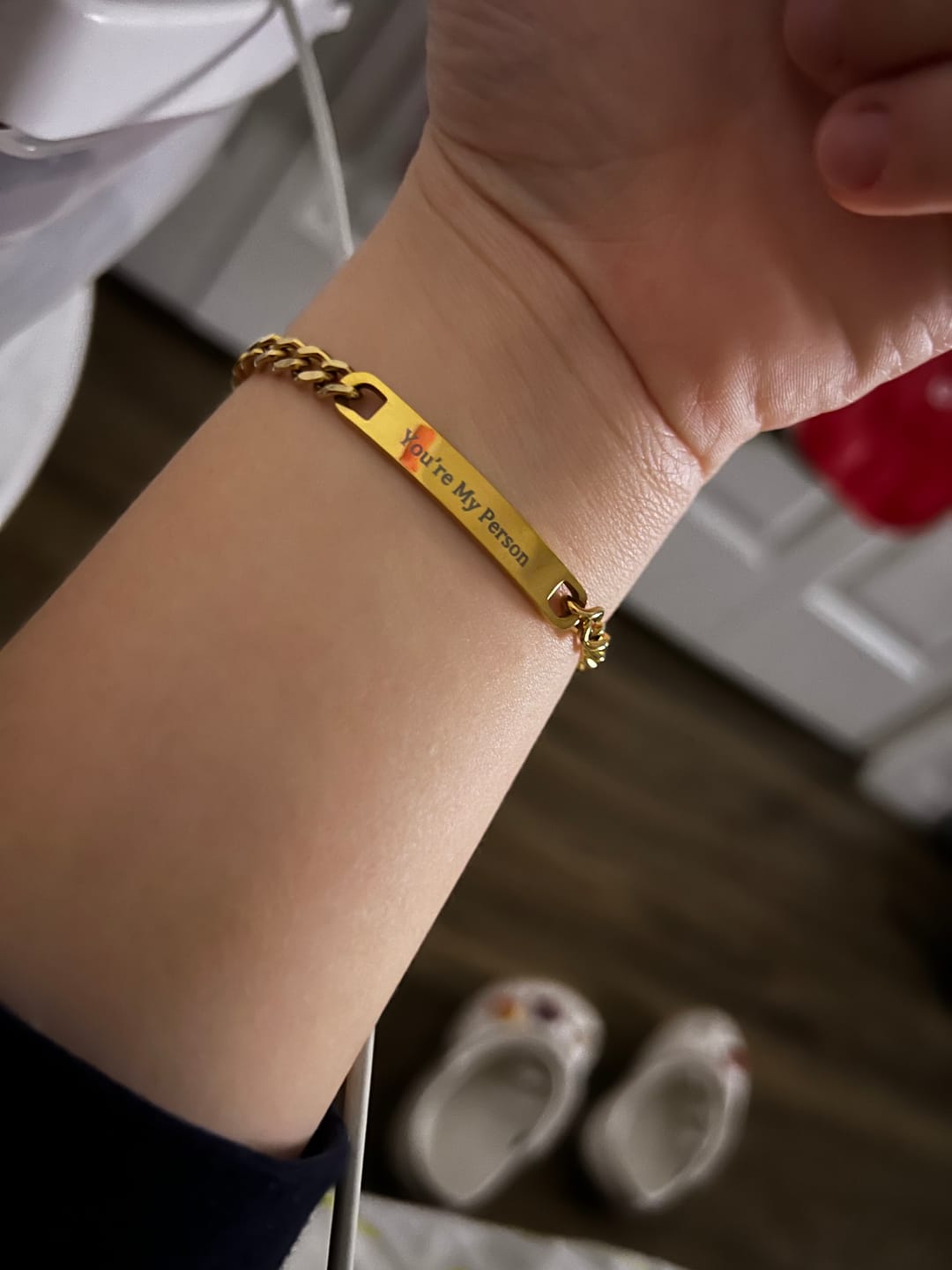 Customer photo review of Dainty Engraved Bracelet