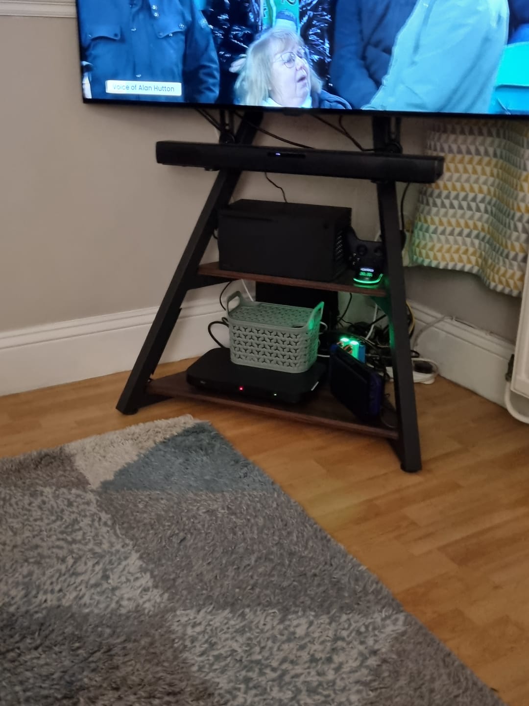 Customer photo review of Eiffel Floor TV Stand With Wheels FT65