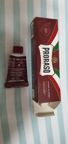 Customer photo review of Proraso Red Shaving Cream in a Tube 150ml - Sandalwood Oil & Shea Butter
