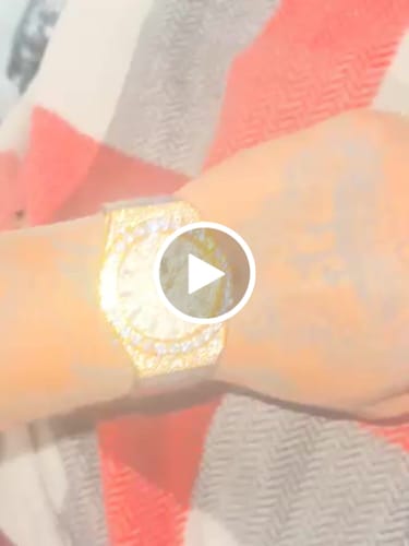 Customer video review of Crown Leather Iced Out Hip Hop Bling Bustdown Watch